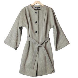 Anne Klein AK Houndstooth Woolblend Coat Jacket Kimono Women Size 12